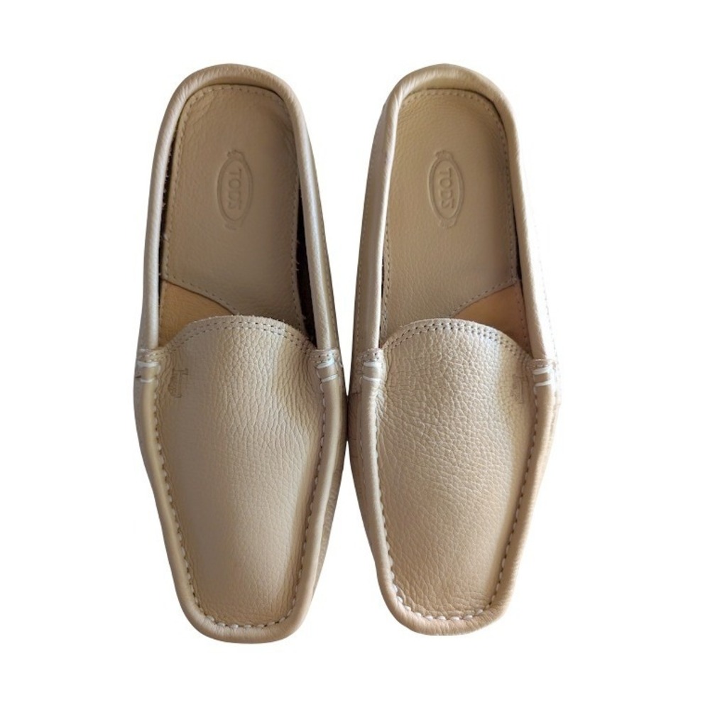 Tods Gommino Tan Pebbled Leather Mule Loafers Italian 3326-37 Womens 37 - Picture 2 of 9